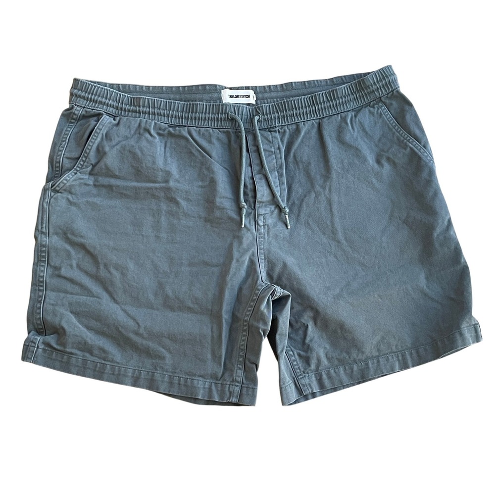 Taylor Stitch Men's XXL Apres Shorts Slate Blue Grey Organic Cotton Drawstring